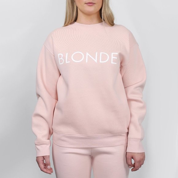 *S* NWT Brunette the Label peach pink “Blonde” crew neck sweatshirt - Picture 2 of 5
